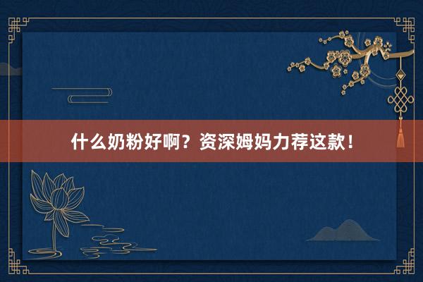 什么奶粉好啊？资深姆妈力荐这款！