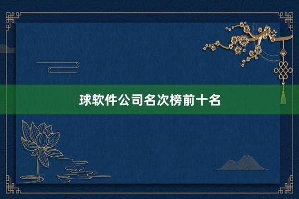 球软件公司名次榜前十名